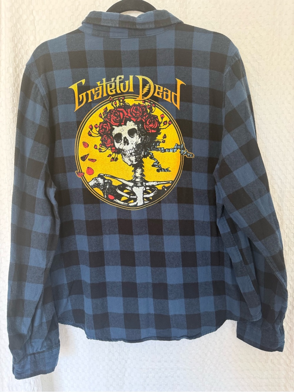 Grateful Dead Buffalo Plaid Flannel Skull Roses Graphic Shirt XL